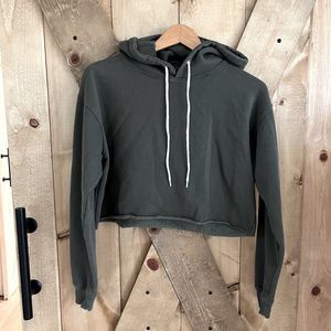 Army Green Cropped Sweatshirt Hoodie Womans Small